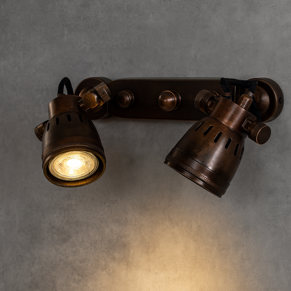 Opbouwspot Indigo Double Antiek Brons 1 Opbouwspot Indigo Double Antiek Brons