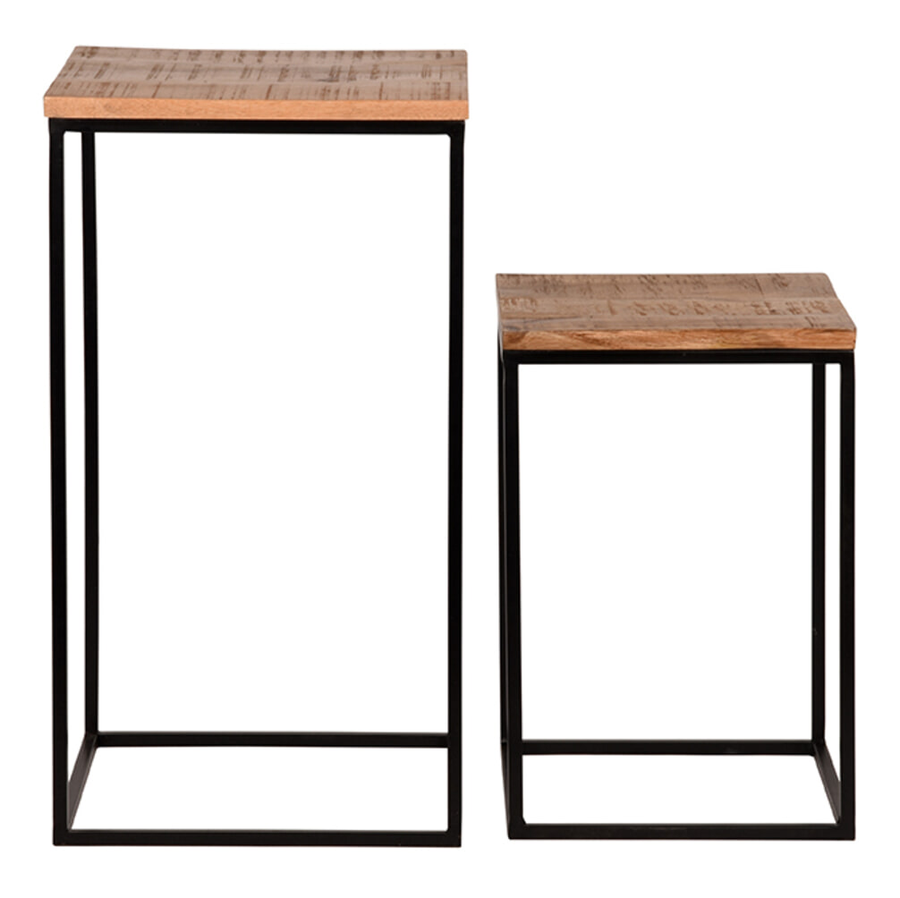 LABEL51 Zuil 'Vintage' Set van 2 stuks, Mangohout, kleur Naturel 1 LABEL51 Zuil 'Vintage' Set van 2 stuks, Mangohout, kleur Naturel