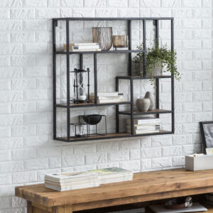 Artistiq Wandrek 'Cristan' Mangohout en metaal, 80 x 80cm