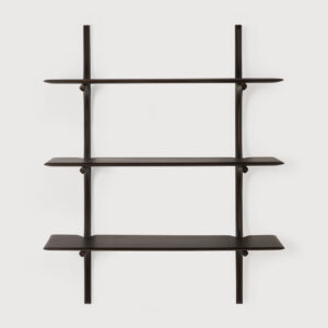 Ethnicraft Wandrek 'PI' Gevernist Mahoniehout, Met 3 planken, kleur Donkerbruin