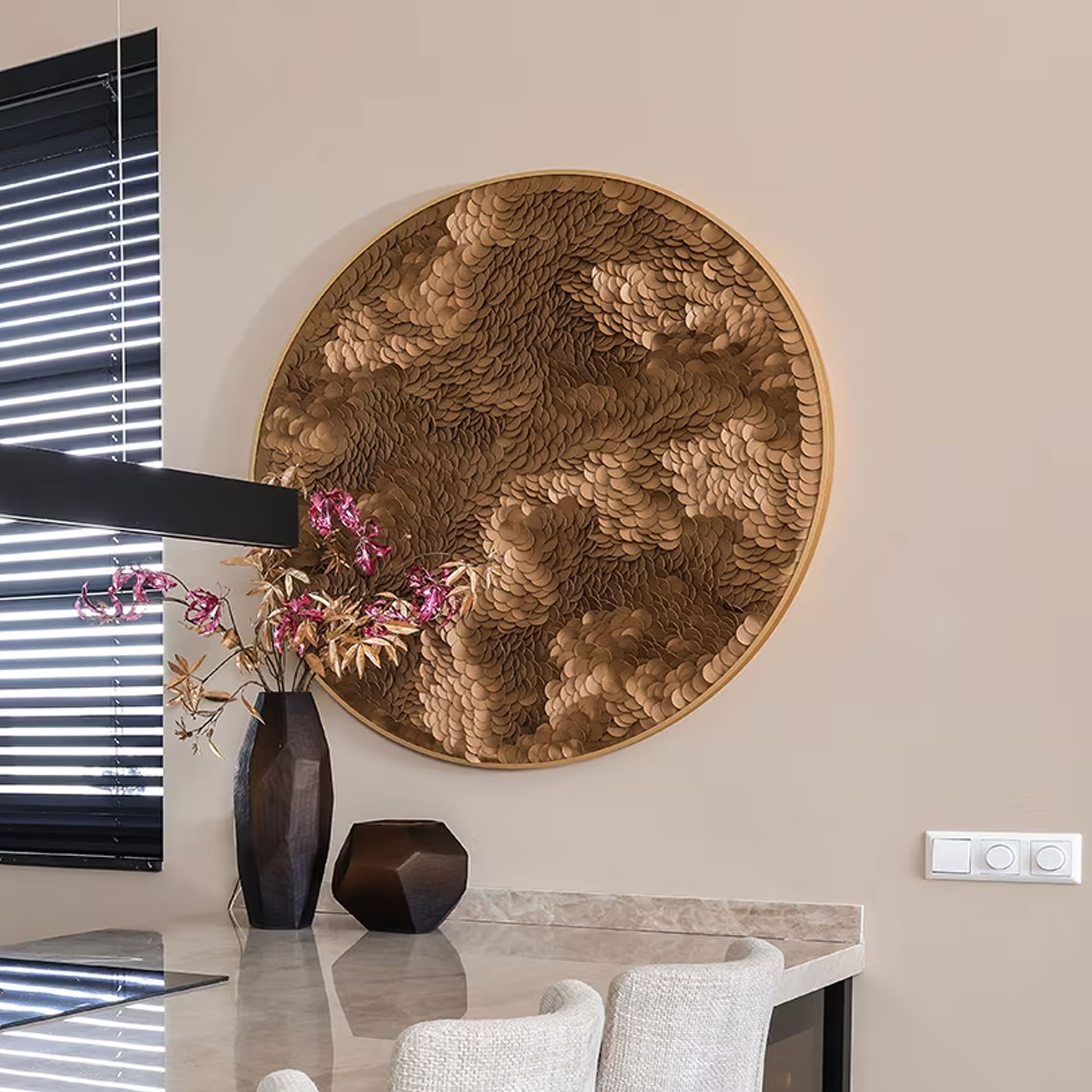Richmond Ronde Wall Art 'Bloom' Ø110cm, kleur Goud 1 Richmond Ronde Wall Art 'Bloom' Ø110cm, kleur Goud