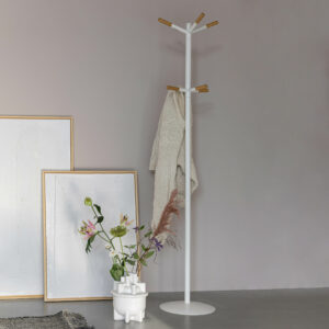 Zuiver Kapstok 'Wooden Tip' Met 8 haken, kleur Wit/Naturel